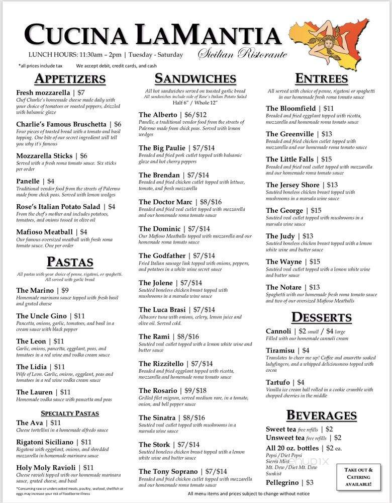 Cucina Lamantia - Greenville, NC menu_pic