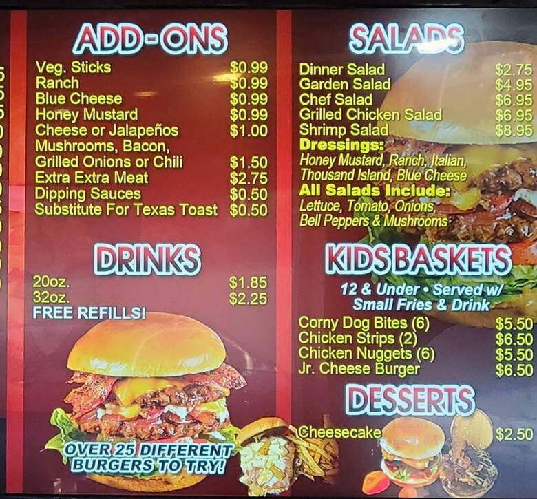Jimmy's Big Burgers - Arlington, TX menu_pic