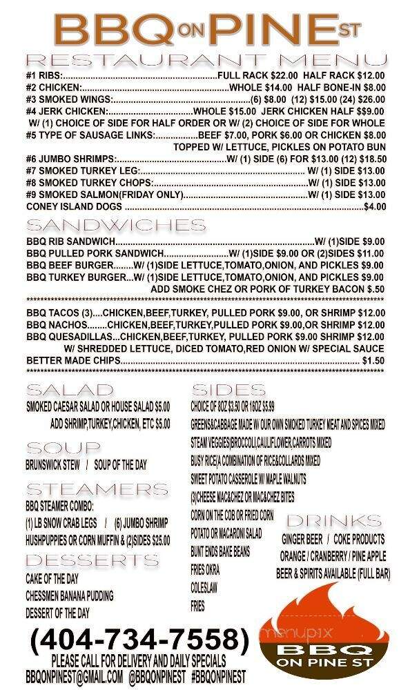 BBQ On Pine St - Atlanta, GA menu_pic