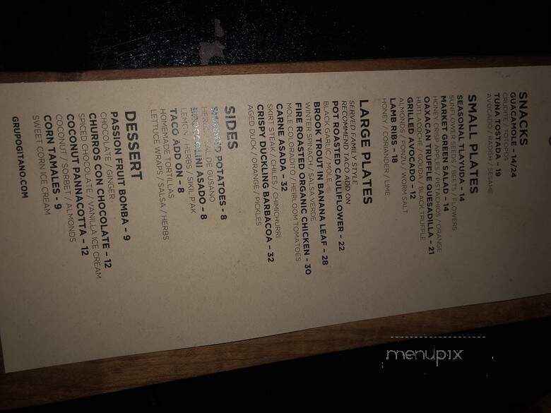 Gitano Jungle Room - New York, NY menu_pic