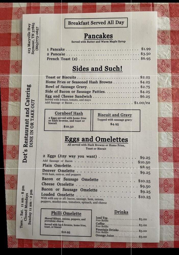 Dot's Deli - Seymour, TN menu_pic