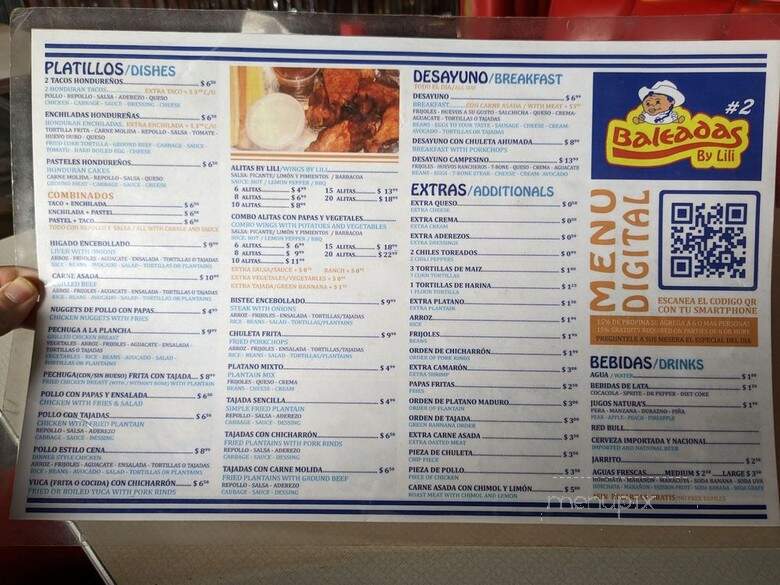 Baleadas By Lili's 2 Bar and Grill - Dallas, TX menu_pic