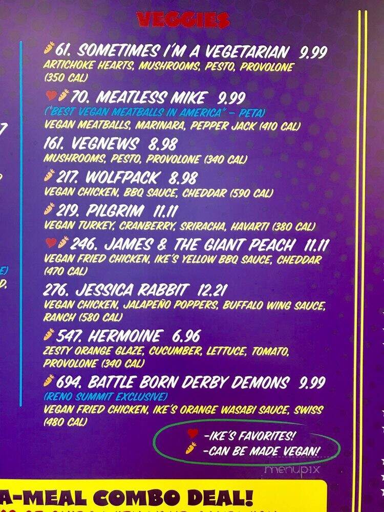 Ike's Love and Sandwiches - Reno, NV menu_pic