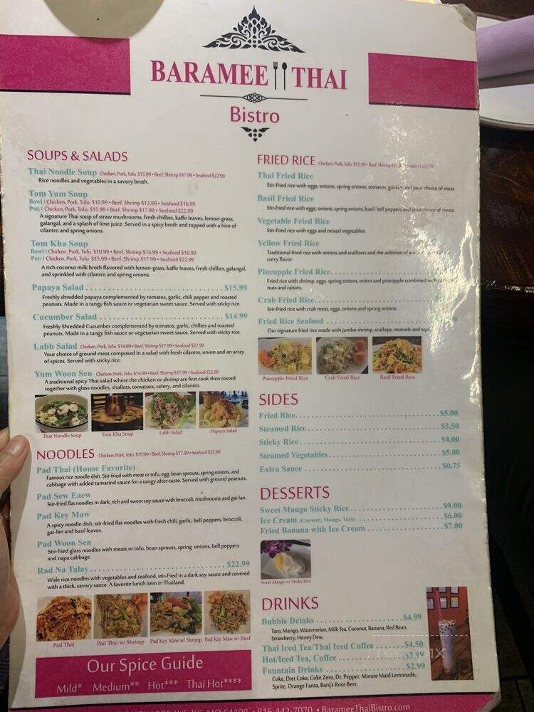 Baramee Thai Bistro - Kansas City, MO menu_pic