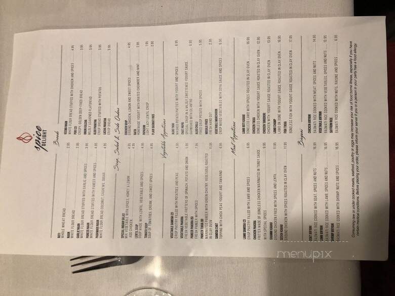 Spice Delight - Belmont, MA menu_pic