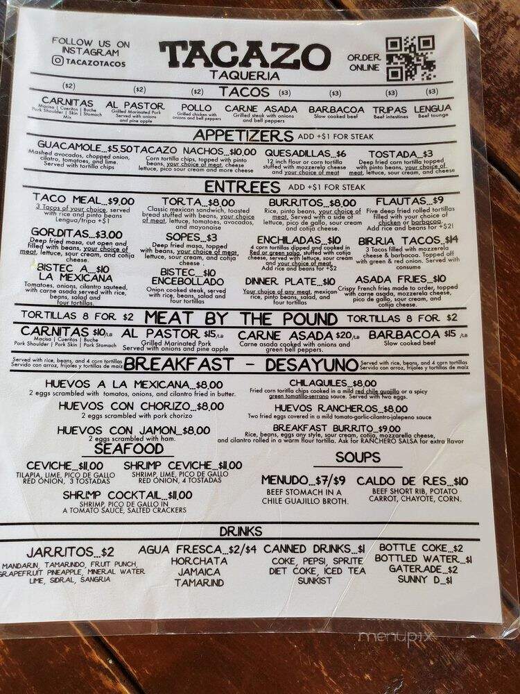 El Tacazo - Florida City, FL menu_pic