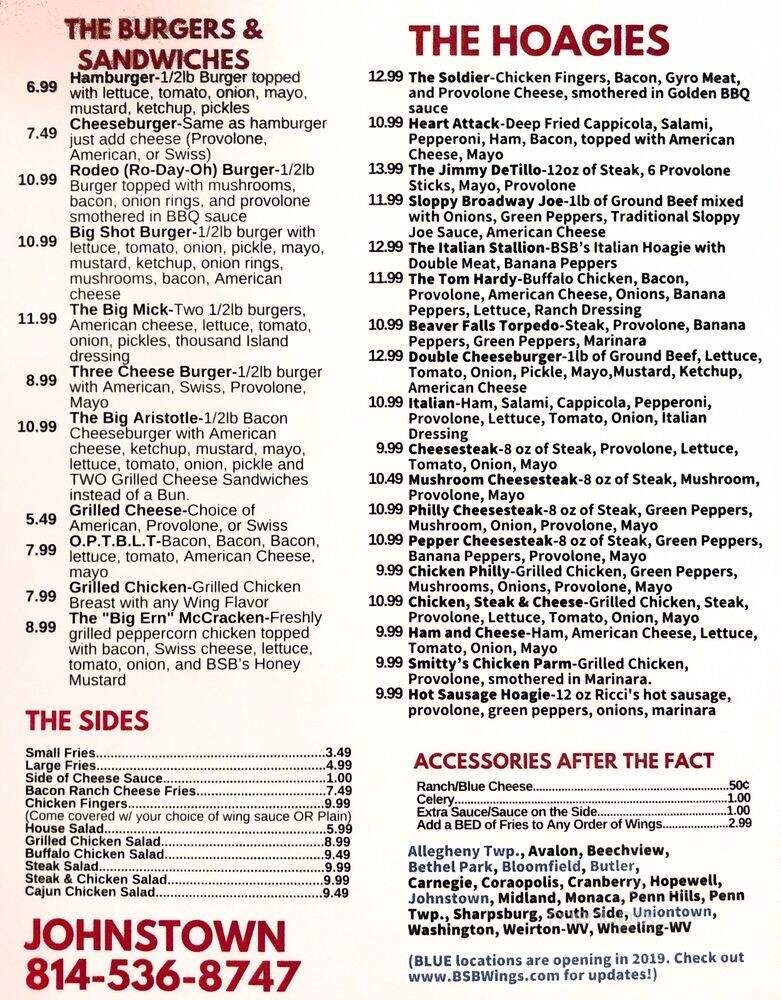 Big Shot Bob's Of Johnstown - Johnstown, PA menu_pic