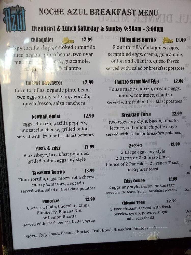 Noche Azul - Santa Clarita, CA menu_pic