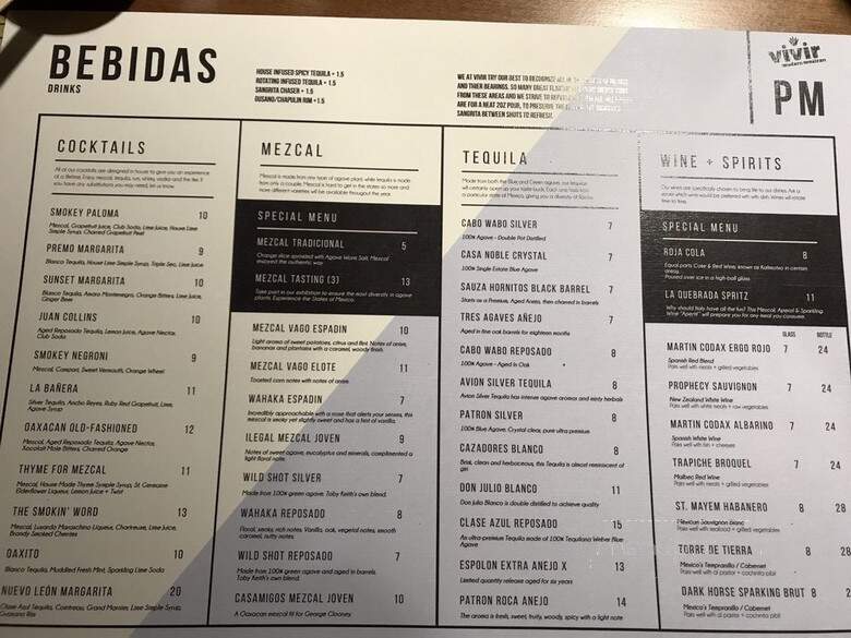 Vivir Modern Mexican - Findlay, OH menu_pic