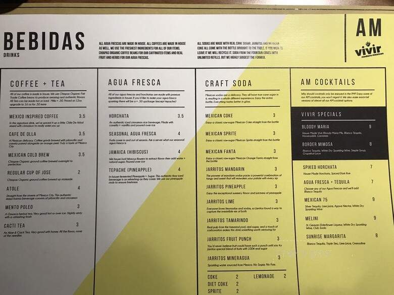 Vivir Modern Mexican - Findlay, OH menu_pic