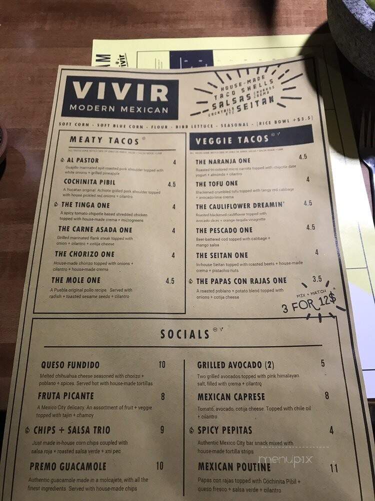 Vivir Modern Mexican - Findlay, OH menu_pic