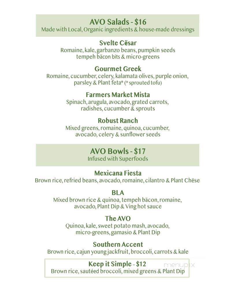 AVO Cafe Santa Monica - Santa Monica, CA menu_pic