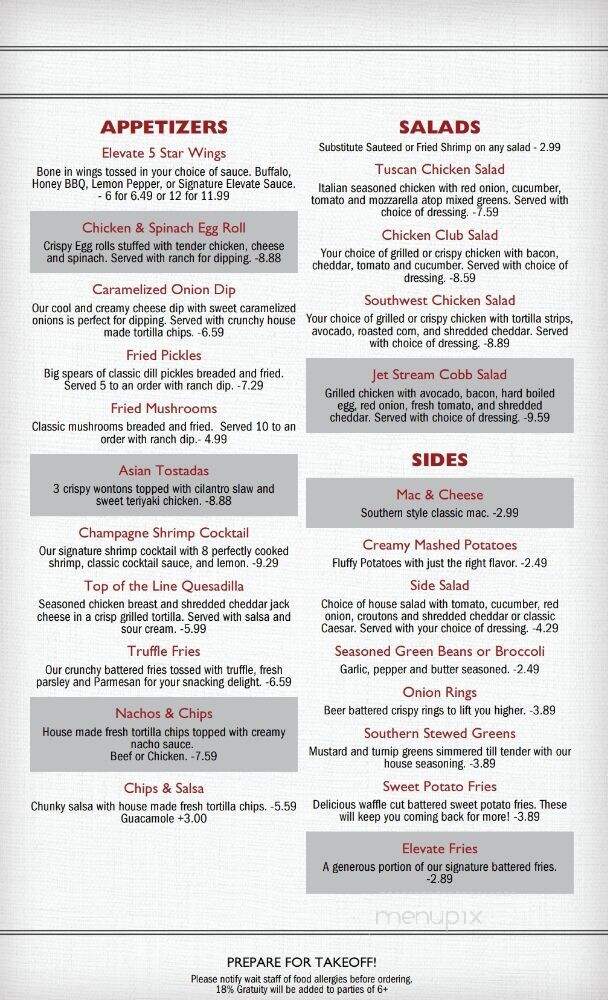 Elevate Bar & Grill - Kansas City, KS menu_pic