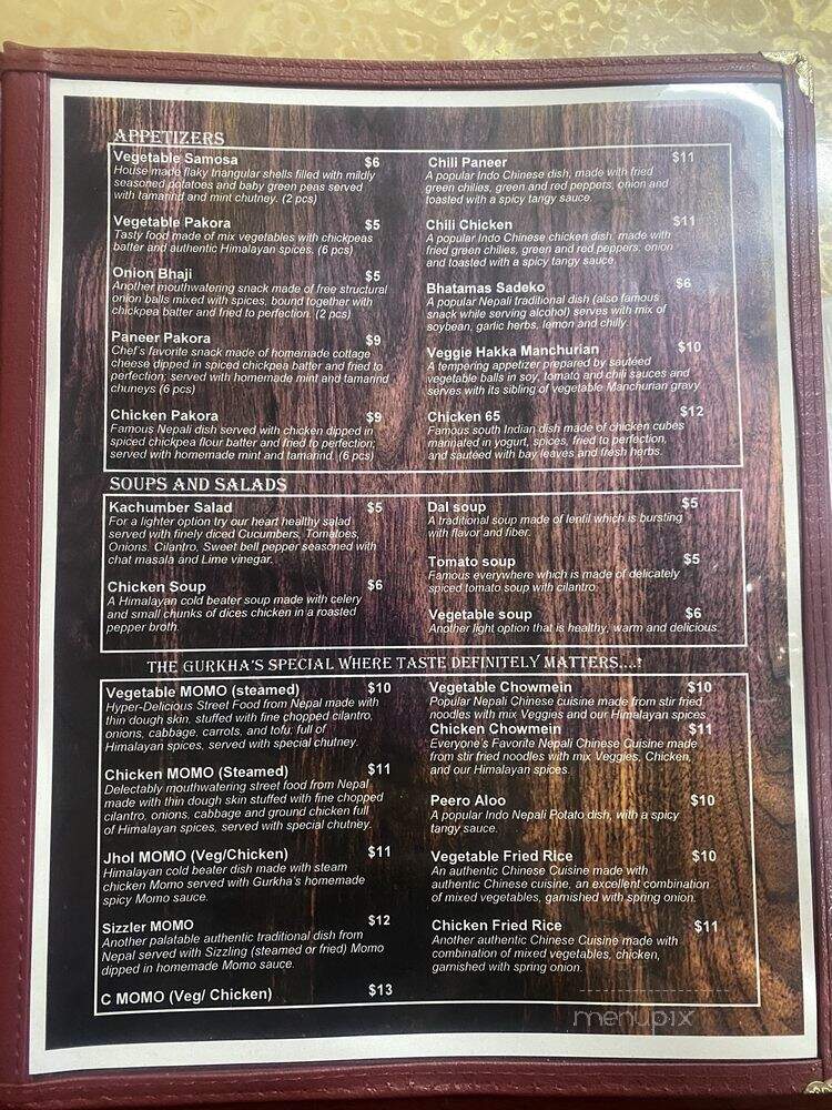 The Gurkha Bar And Grill - Euless, TX menu_pic