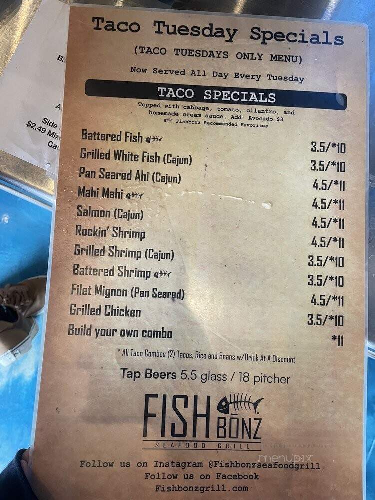 FishBonz Seafood Grill - Costa Mesa, CA menu_pic