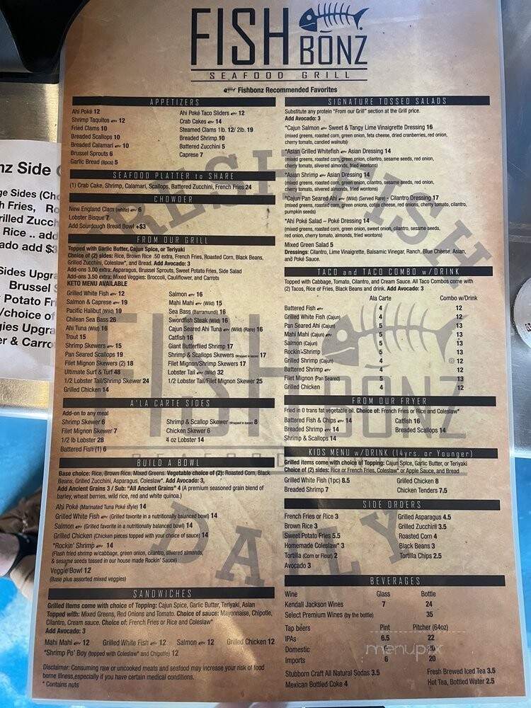 FishBonz Seafood Grill - Costa Mesa, CA menu_pic