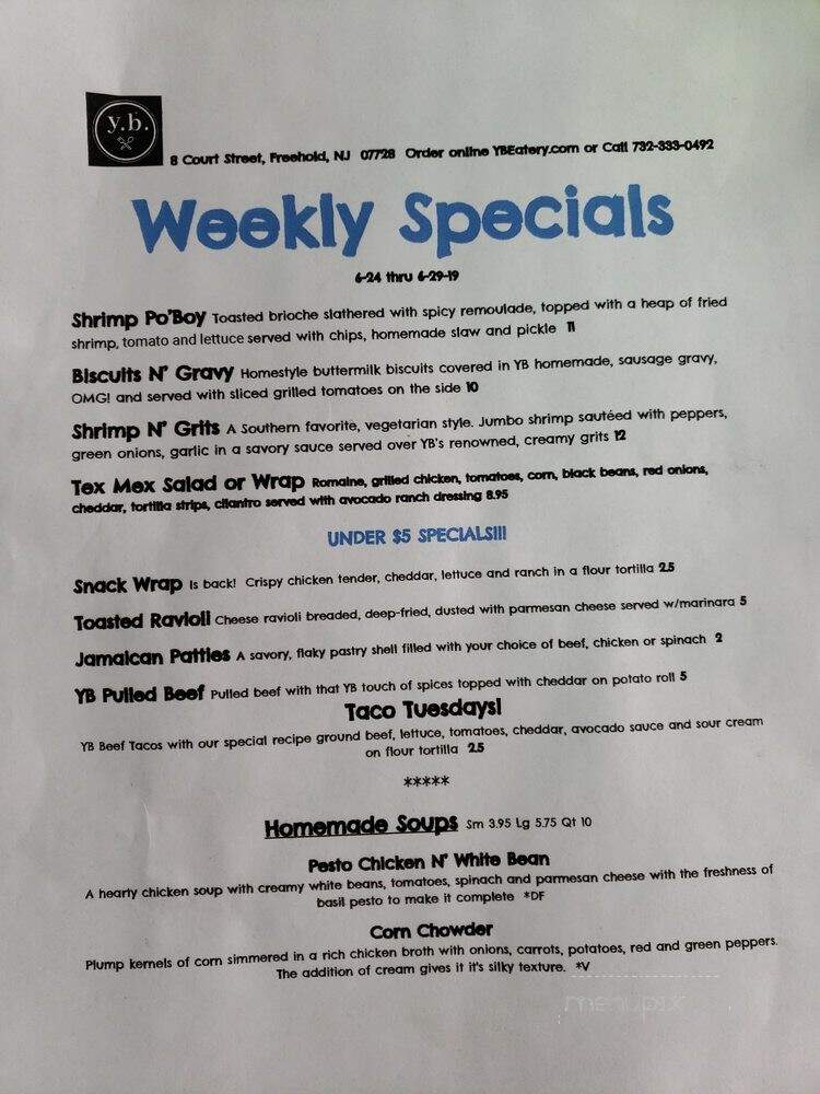 YB Eatery - Freehold Township, NJ menu_pic