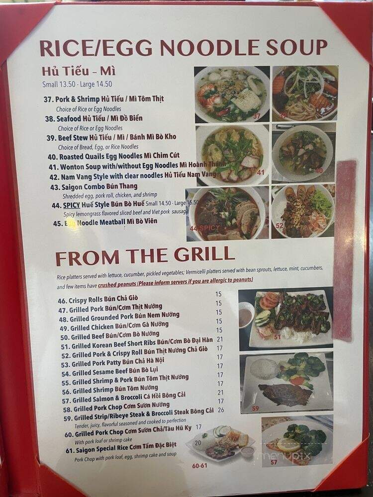Saigon Noodles & Grill - Arlington, VA menu_pic