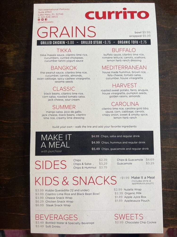 Currito - Lake Mary, FL menu_pic