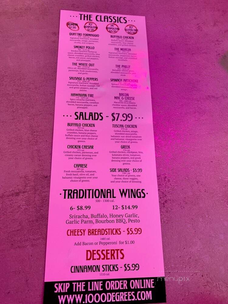 1000 Degrees Pizza Salad Wings - Lake Mary, FL menu_pic
