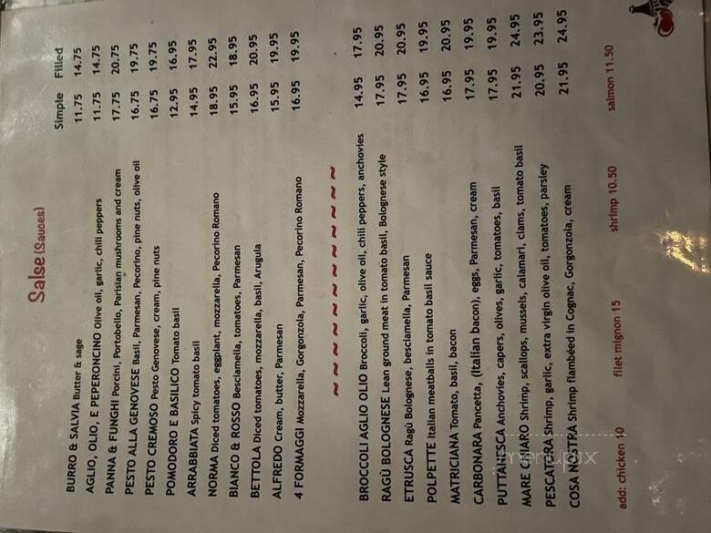 La Pergoletta - Los Angeles, CA menu_pic