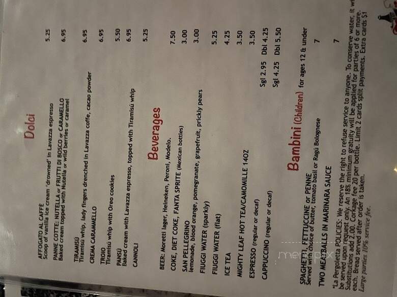 La Pergoletta - Los Angeles, CA menu_pic