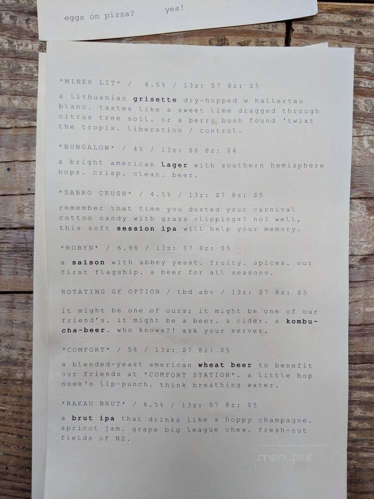 Middle Brow Bungalow - Chicago, IL menu_pic