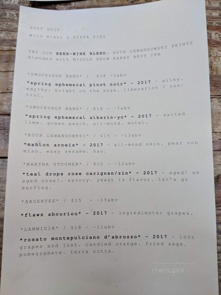 Middle Brow Bungalow - Chicago, IL menu_pic
