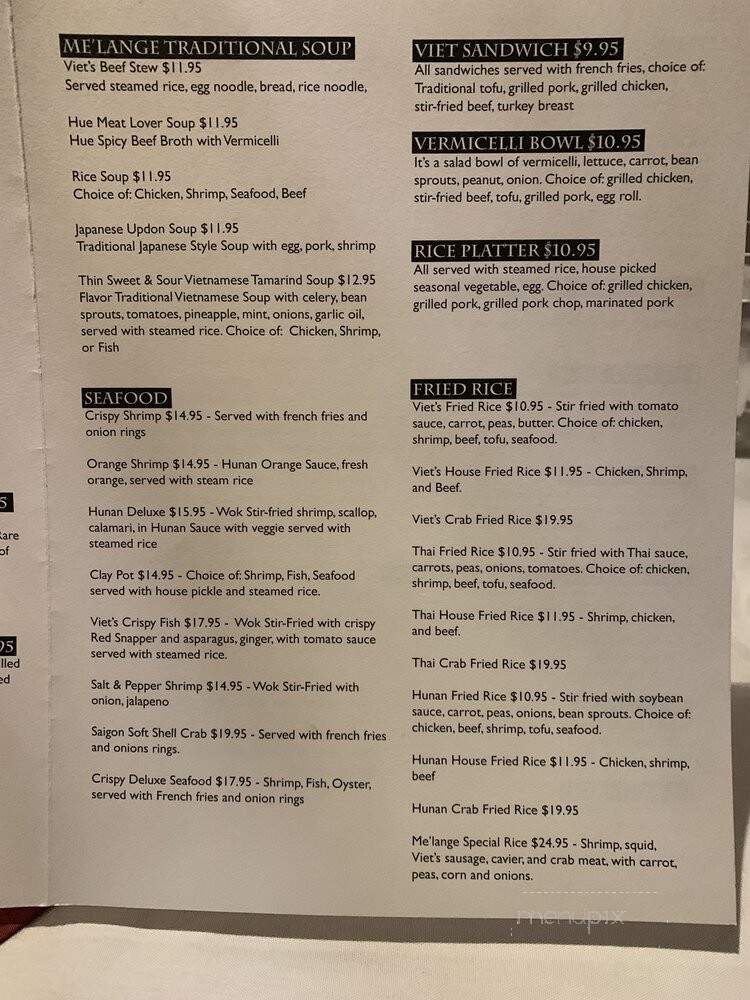 Me'lange Vietnamese Restaurant - Houston, TX menu_pic