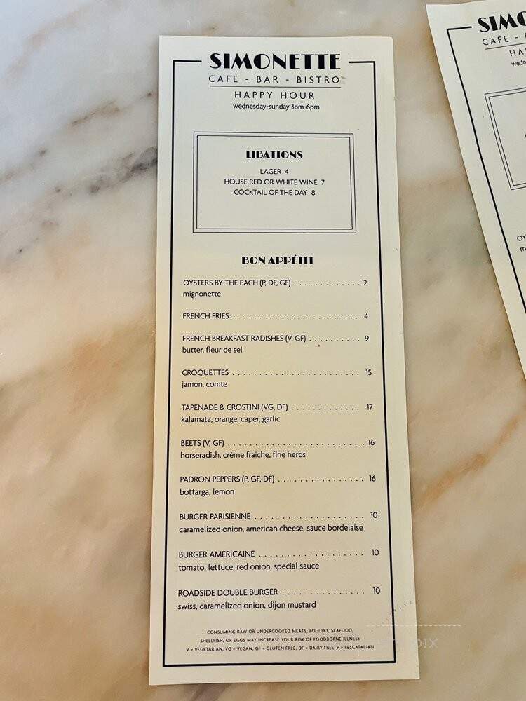 Simonette - Los Angeles, CA menu_pic