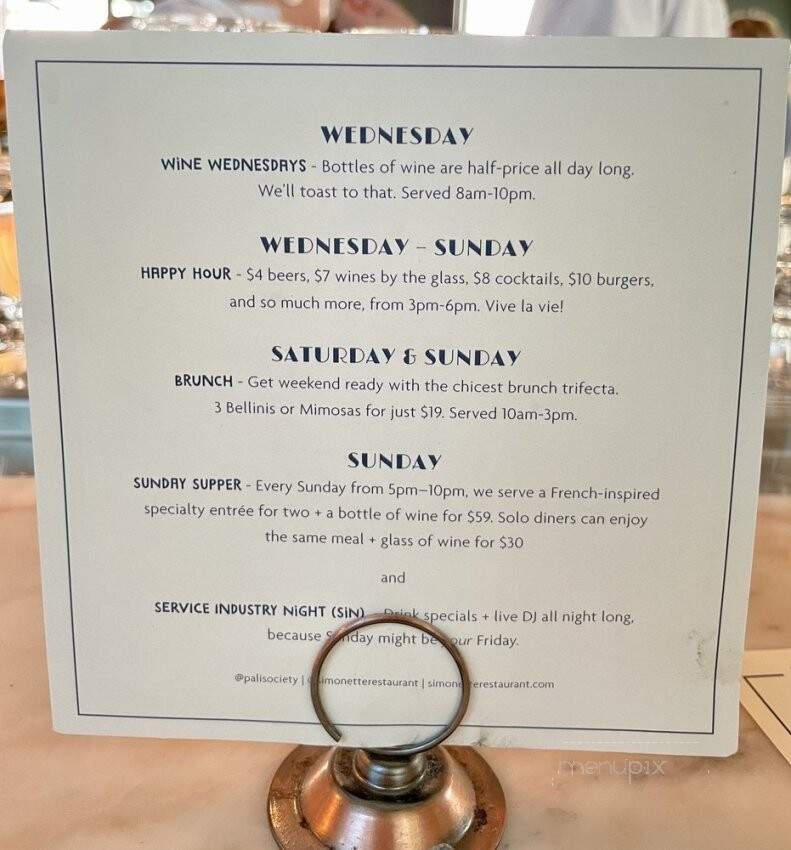 Simonette - Los Angeles, CA menu_pic