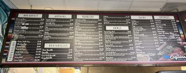 La Esquina - Los Angeles, CA menu_pic