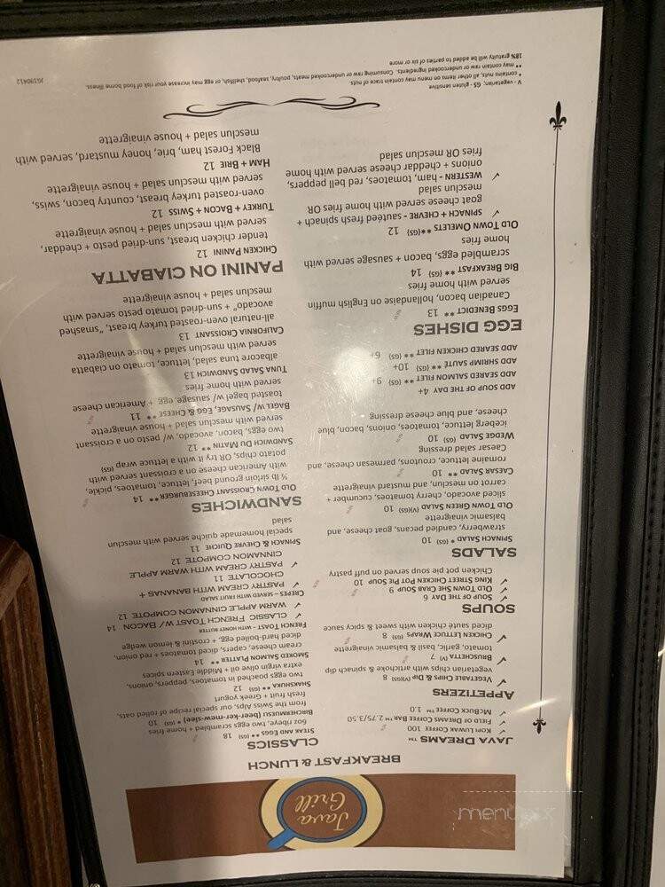 Java Grill - Alexandria, VA menu_pic