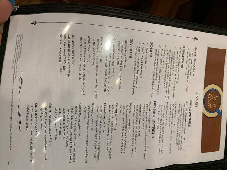 Java Grill - Alexandria, VA menu_pic
