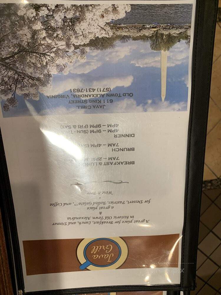 Java Grill - Alexandria, VA menu_pic