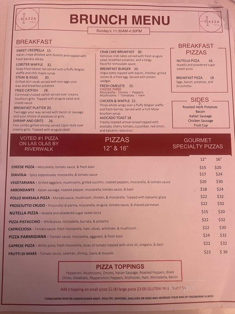 Piazza Italia - Fort Lauderdale, FL menu_pic