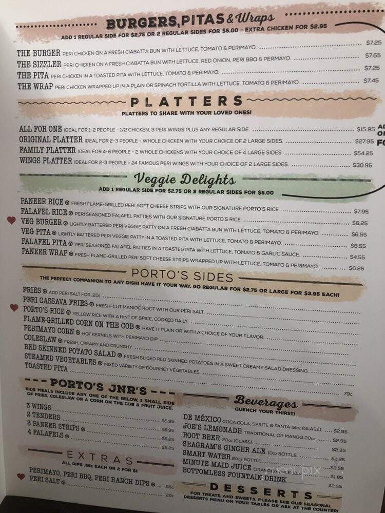 Porto's Peri Peri - Schererville, IN menu_pic