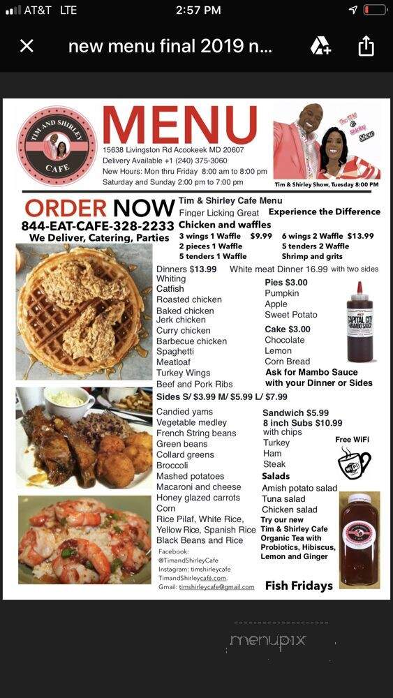 Tim & Shirley Cafe - Accokeek, MD menu_pic