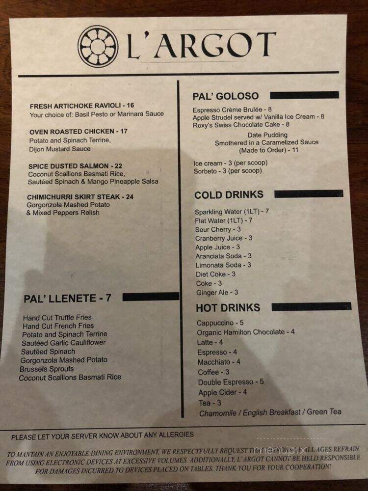 L'Argot - New York, NY menu_pic