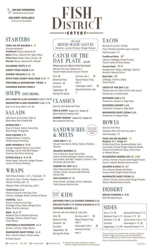 Fish District - San Diego, CA menu_pic