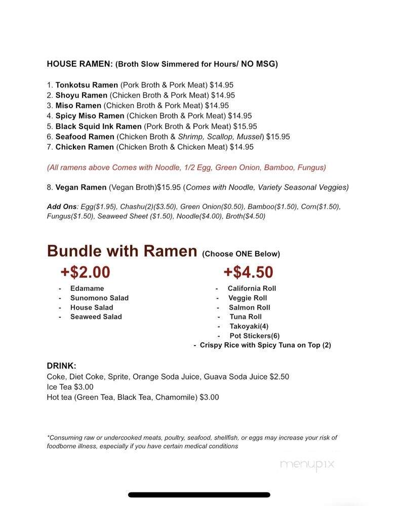 Sushi Ramen House - Laguna Hills, CA menu_pic