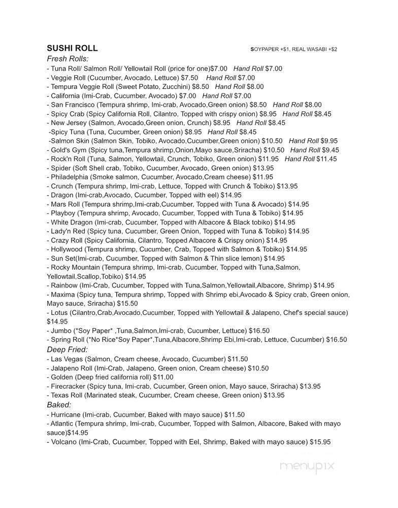 Sushi Ramen House - Laguna Hills, CA menu_pic