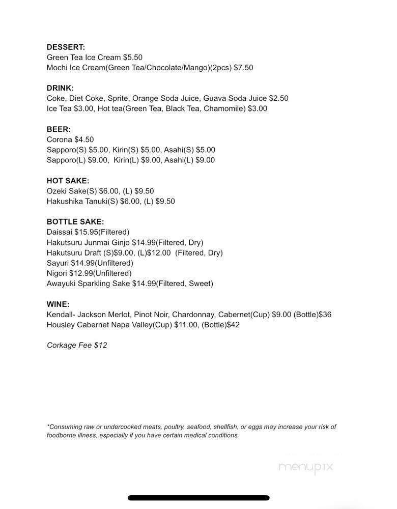 Sushi Ramen House - Laguna Hills, CA menu_pic
