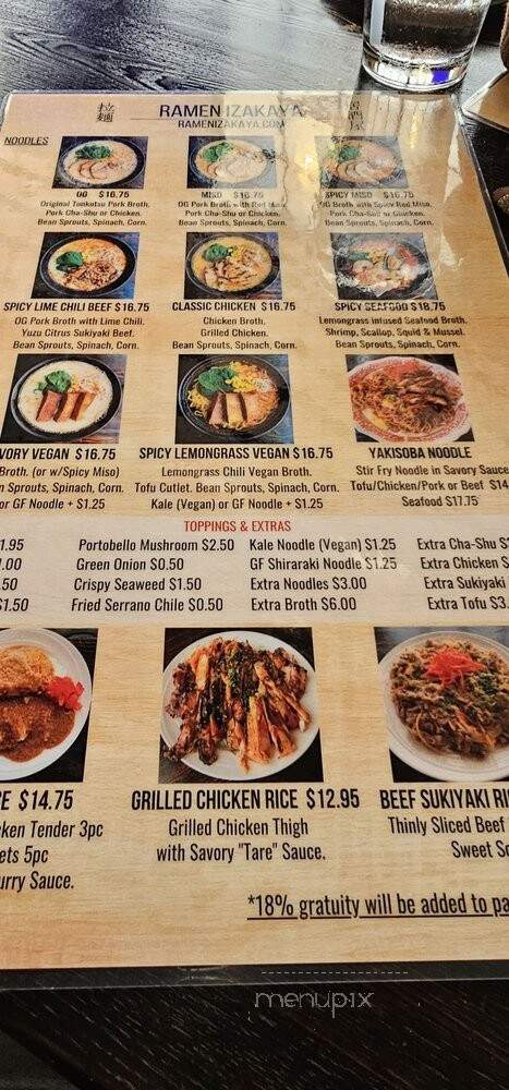 Ramen Izakaya - Los Angeles, CA menu_pic