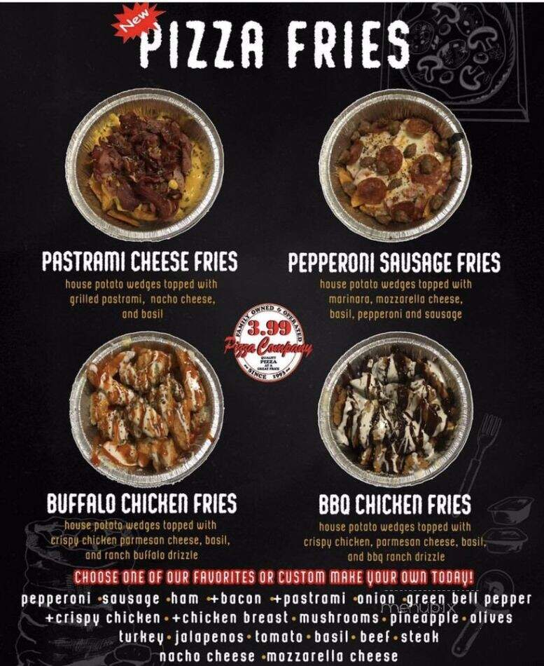 $3.99 Pizza Co - Glendora, CA menu_pic