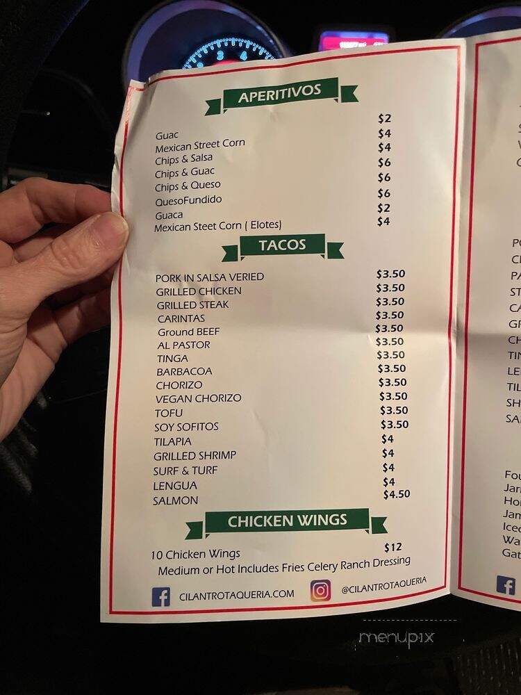 Cilantro Taqueria - Cleveland, OH menu_pic