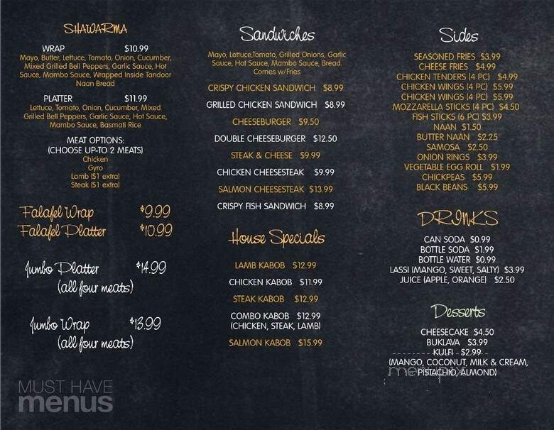 Shawarma Hut - Washington, DC menu_pic