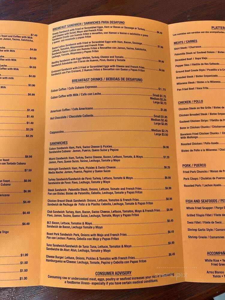 Sazon y Sabor Latino - Orlando, FL menu_pic