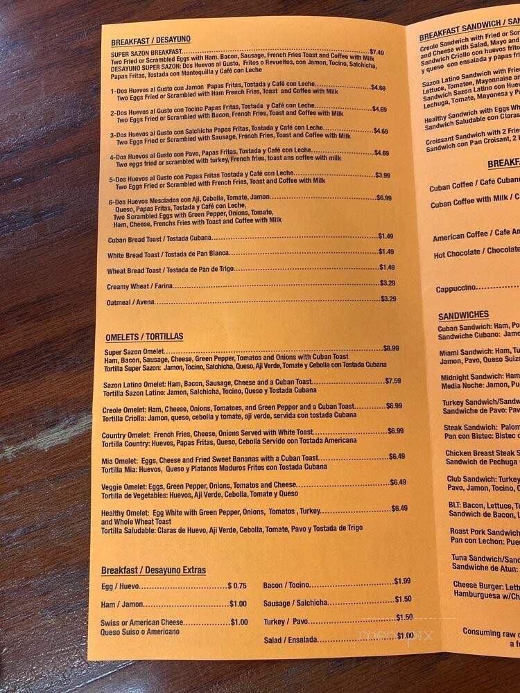 Sazon y Sabor Latino - Orlando, FL menu_pic