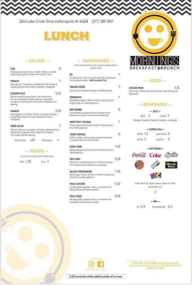 Mornings Breakfast & Brunch - Indianapolis, IN menu_pic